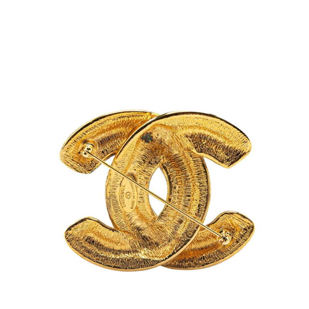CHANEL Coco Mark Matelasse Brooch, Gold Plated, Women's - Picture 2 of 4